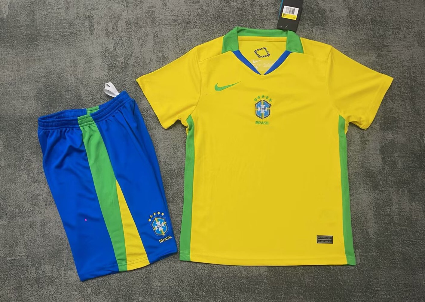 Brazil Home Soccer Uniform Kids Kit Jersey+Shorts 2025
