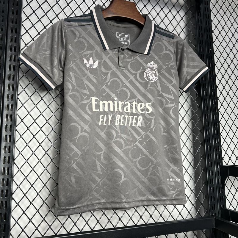 Real Madrid Soccer Jersey Third Away Kids Kit Jersey+Shorts 2024/25