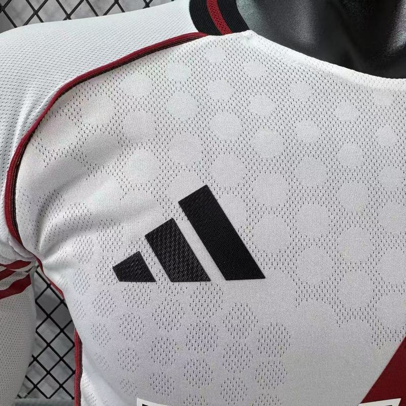 River Plate Authentic Soccer Jersey Home Long Sleeve Shirt 2025/26 - With Sponsors