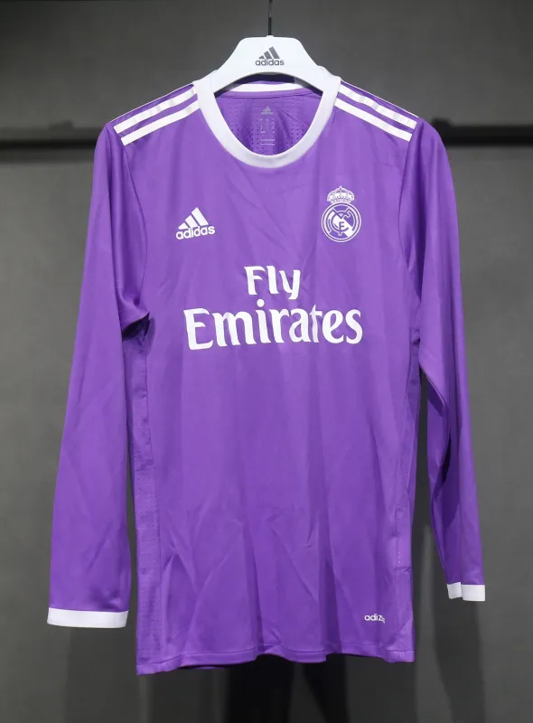 Real Madrid Authentic Retro Jersey Away Long Sleeve Soccer Shirt 2016/17