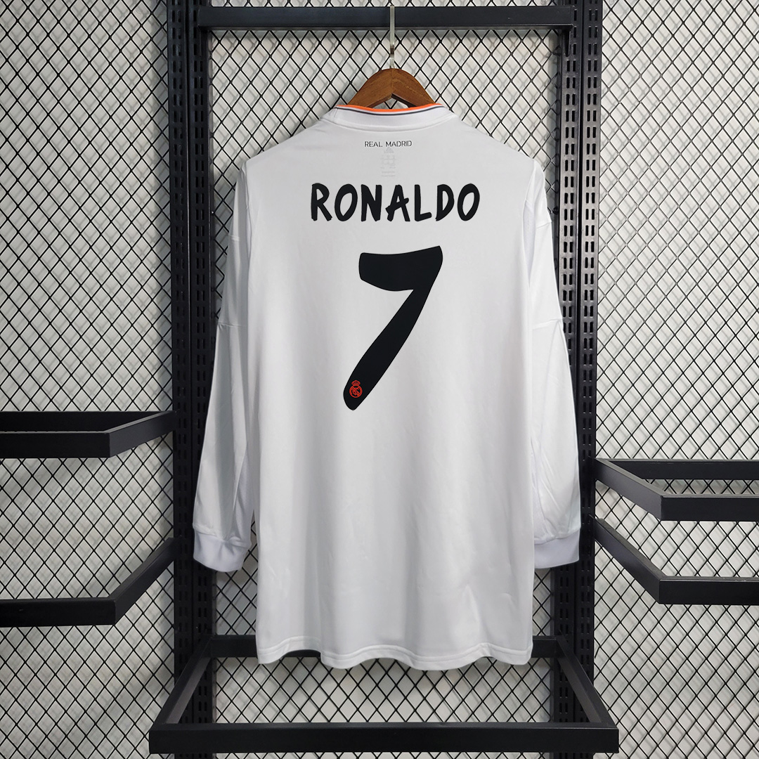 Real Madrid Retro Jersey Home Custom Long Sleeve Soccer Shirt 2013/14