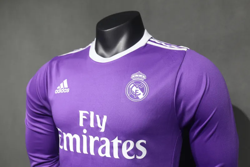 Real Madrid Authentic Retro Jersey Away Long Sleeve Soccer Shirt 2016/17