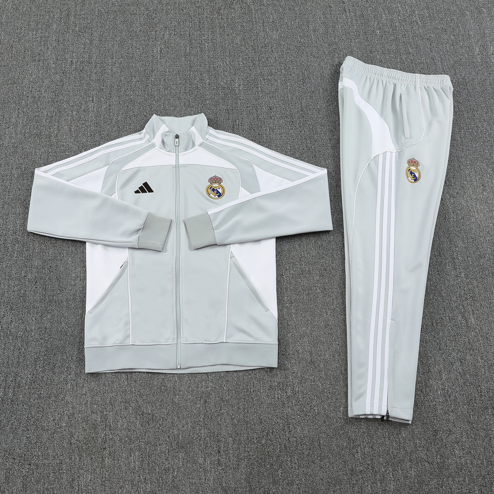 Real Madrid Training Kit (Jacket+Pants) White&Grey 2025/26
