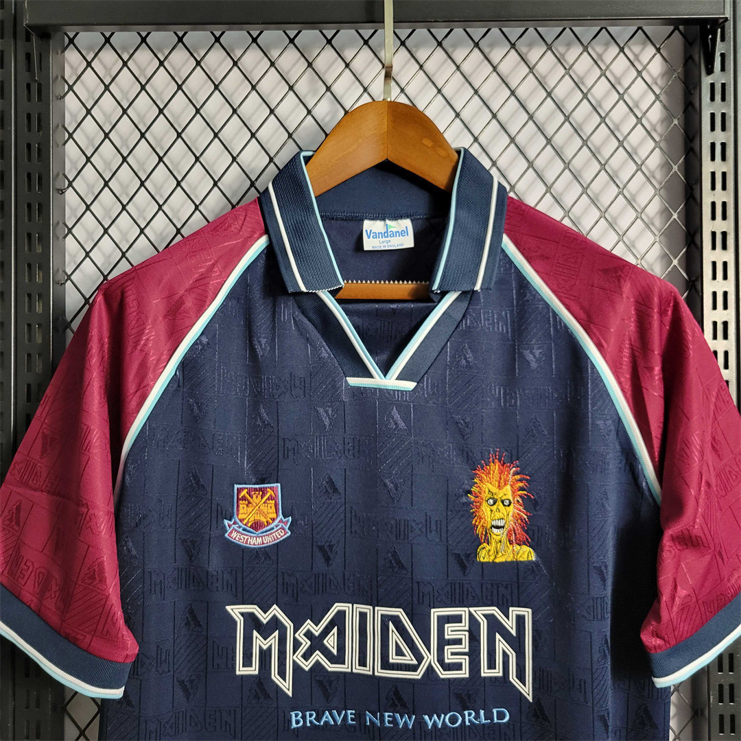 West Ham United Retro Football Jersey Iron Maiden Home Joint Board Shirt 1999/01