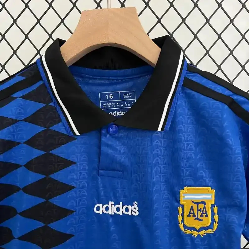 Argentina Retro Away Soccer Uniform Kids Kit Jersey+Shorts World Cup 1994