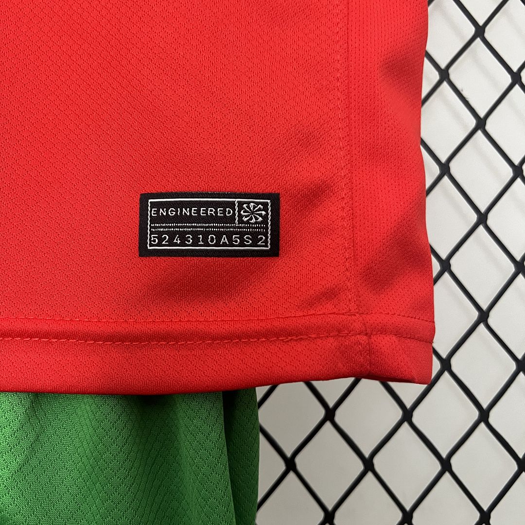 Portugal Home Football Uniform Kids Kit Jersey+Shorts EURO 2024