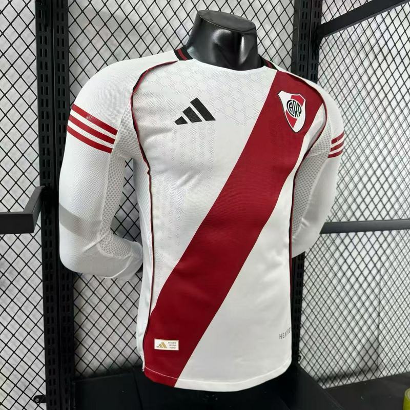 River Plate Authentic Soccer Jersey Home Long Sleeve Shirt 2025/26