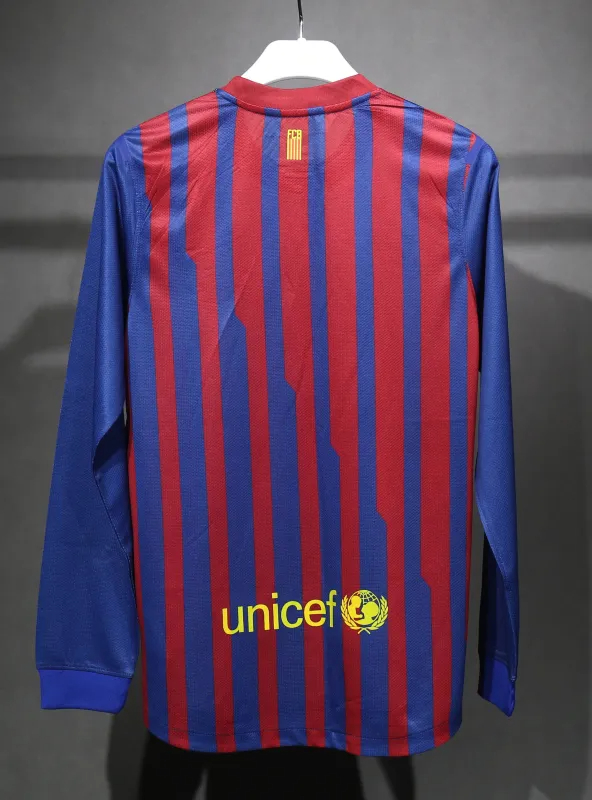 Authentic Barcelona Retro Jersey Home Long Sleeve Soccer Shirt 2011-12
