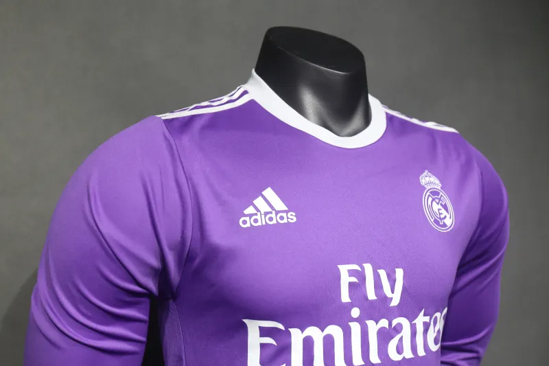 Real Madrid Authentic Retro Jersey Away Long Sleeve Soccer Shirt 2016/17