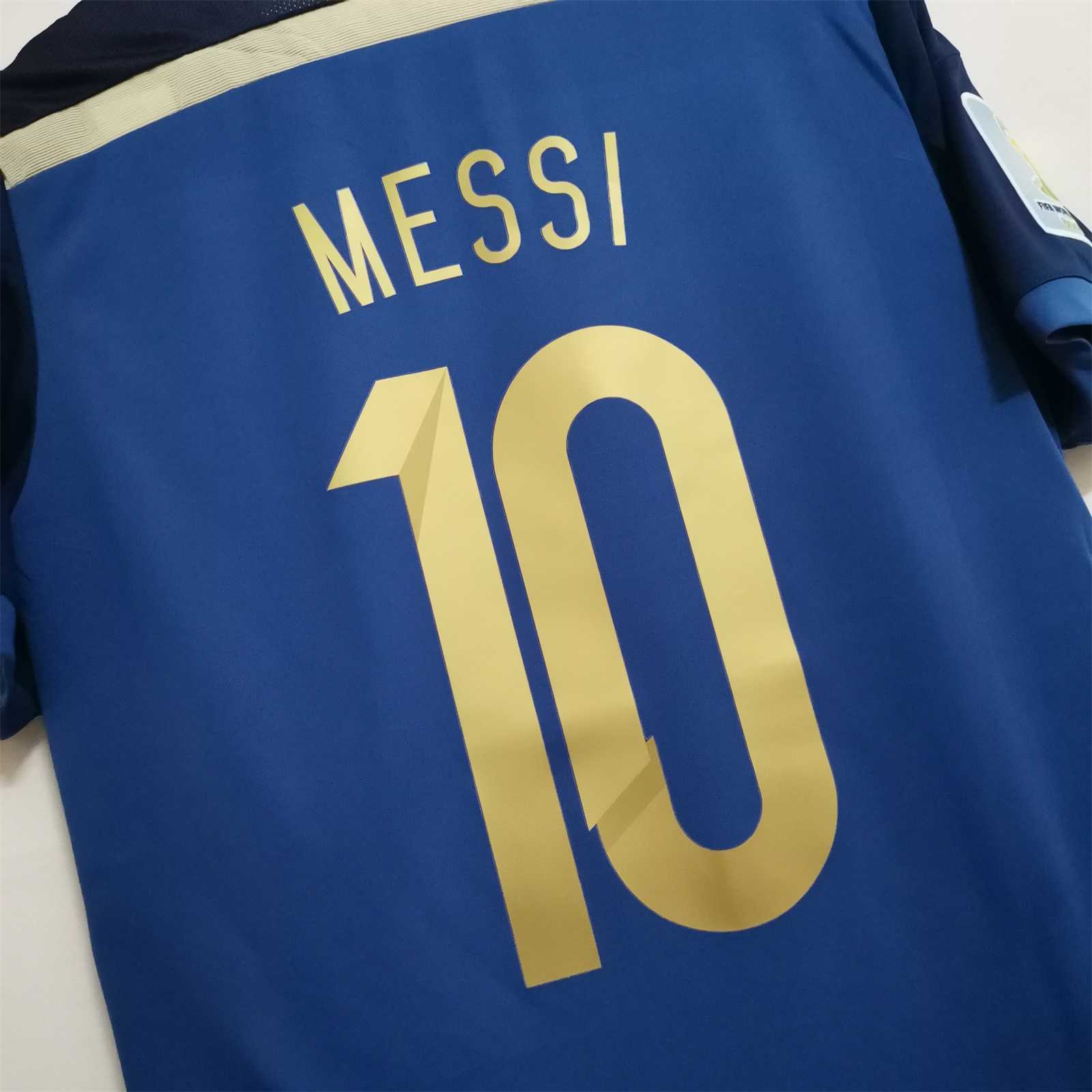 Messi #10 Argentina Retro Jersey Away Football Jersey 2014