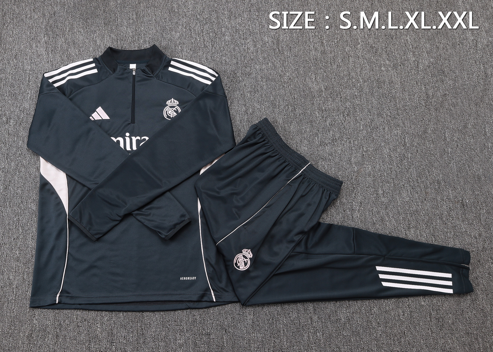 Real Madrid Training Kit (Sweatshirt+Pants) Dark Grey 2025/26