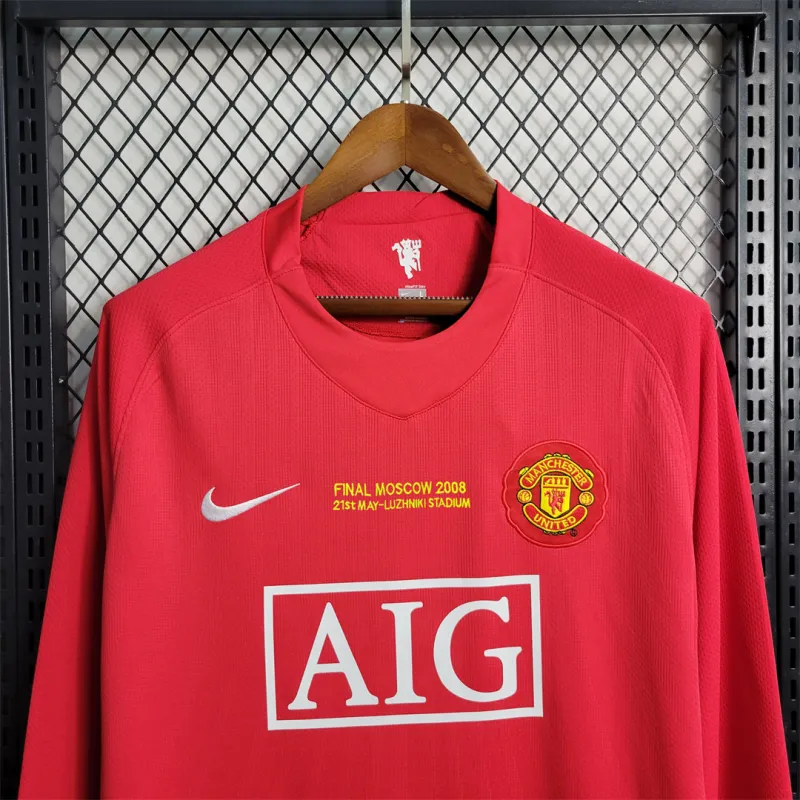 Manchester United Retro Home UCL Final Long Sleeve Football Jersey Shirt 2007/08
