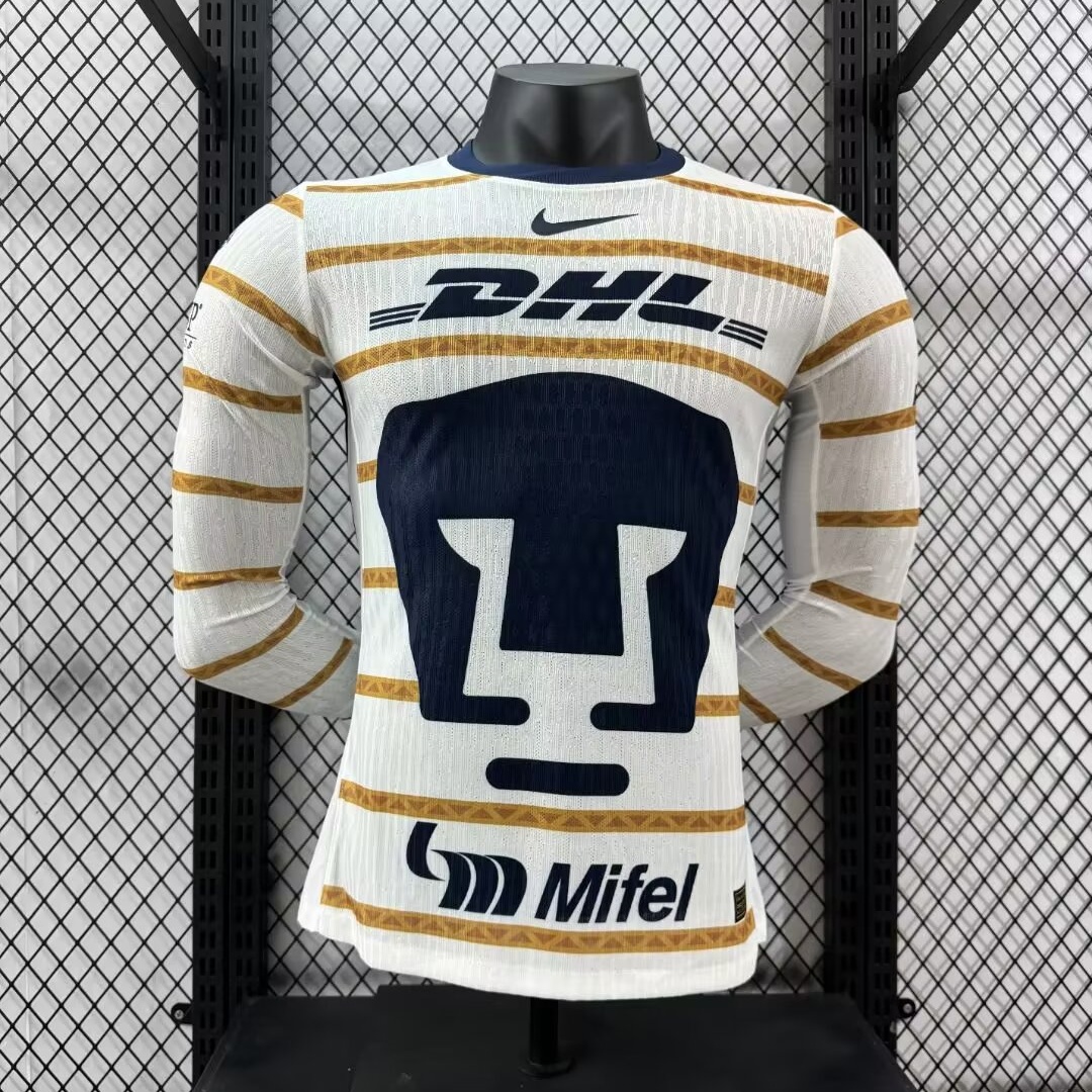 Pumas UNAM Authentic Soccer Jersey Home Long Sleeve Shirt 2024/25