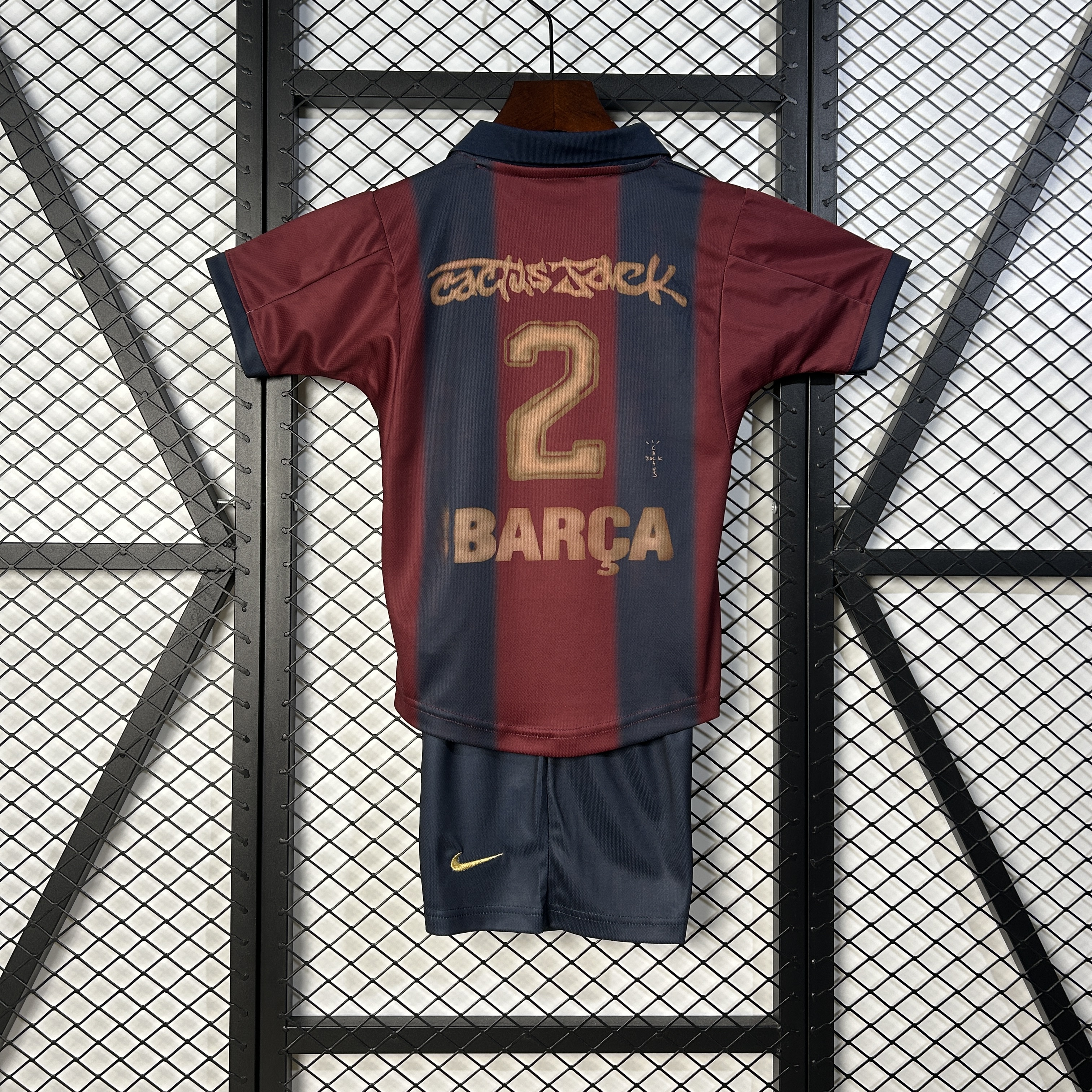 Barcelona Retro Home x CJ SKELETON Kids Kit Jersey+Shorts 2000/01