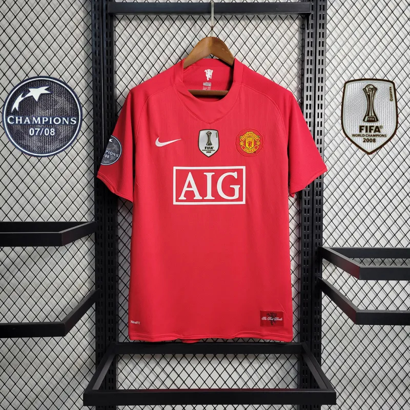 Ronaldo #7 Manchester United Retro Home Football Jersey Shirt 2007/08