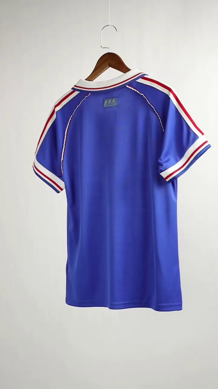 France Retro Soccer Jersey Home Custom Shirt World Cup 1998