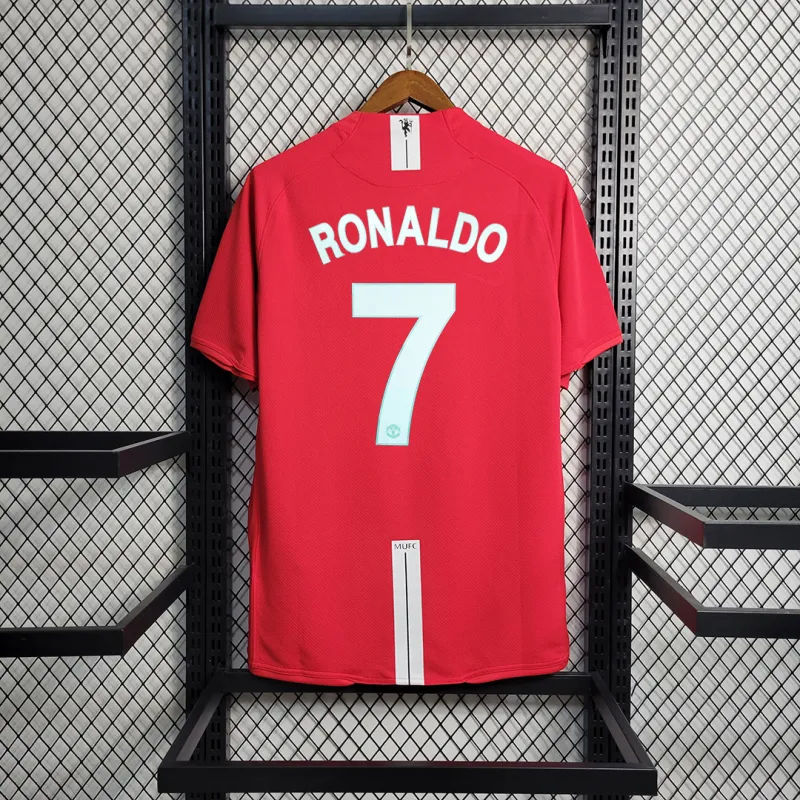 Ronaldo #7 Manchester United Retro Home Football Jersey Shirt 2007/08