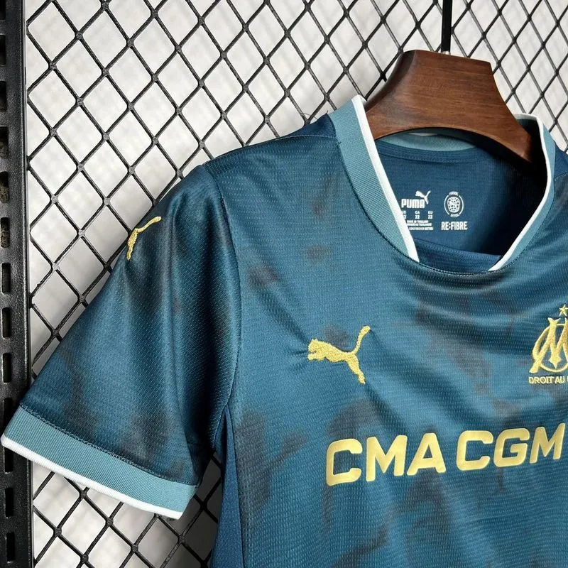 Marseille Soccer Jersey Away Kids Kit Jerseys+Shorts 2024/25