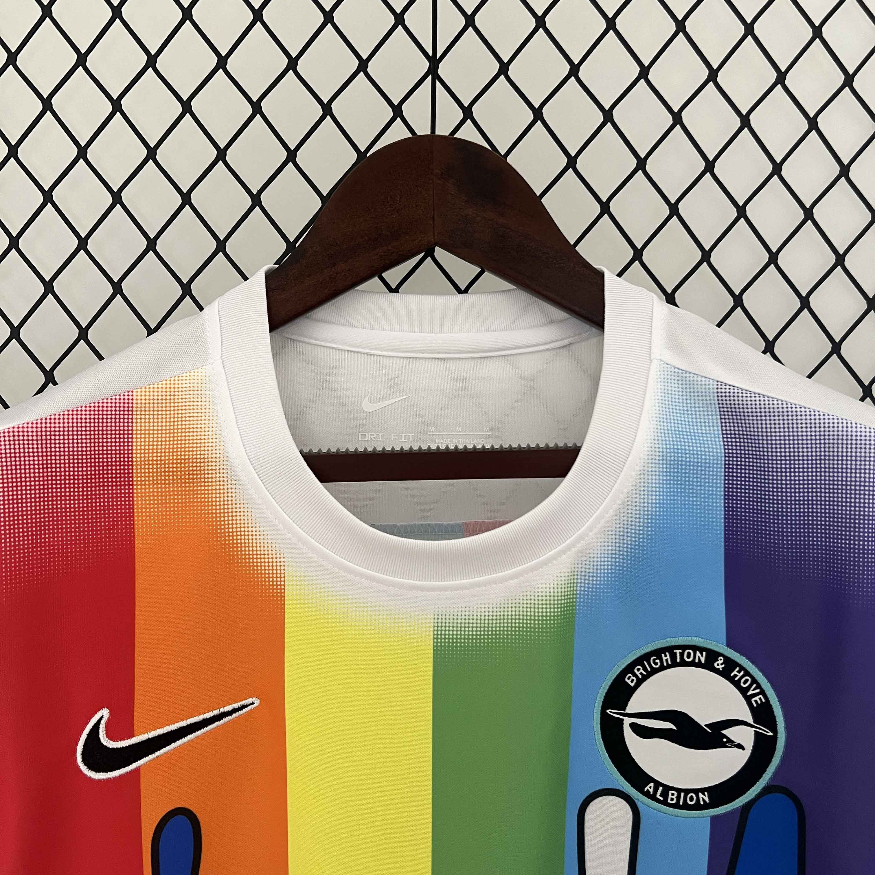 Brighton & Hove Albion Football Jersey Rainbow Laces Pre-Match Custom Shirt 2024/25