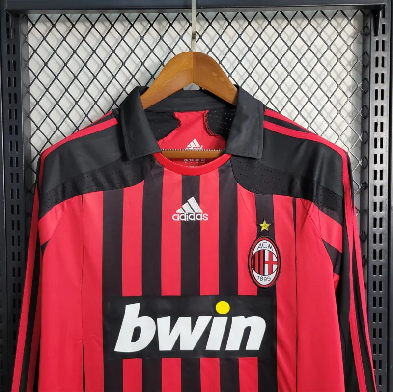 AC Milan Retro Soccer Jersey Home Long Sleeve Custom Shirt 2007/08