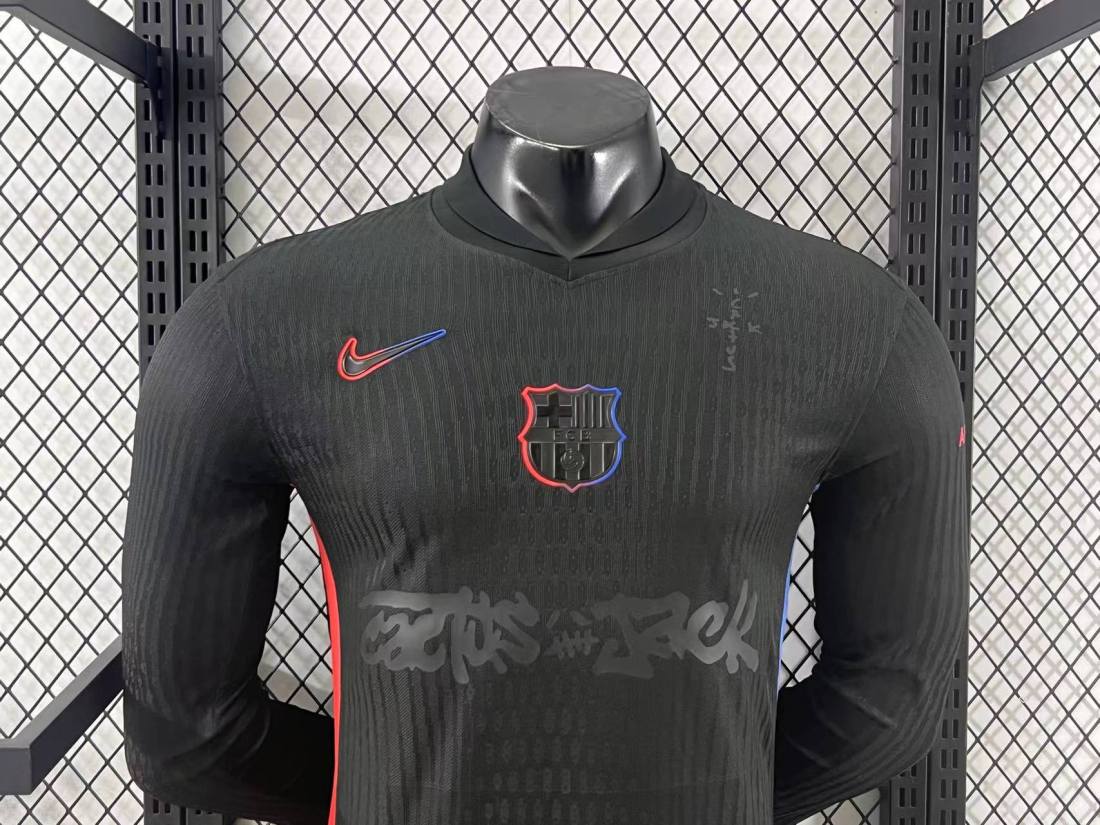 Authentic Soccer Jersey Barcelona Away x Travis Scott Long Sleeve Shirt 2024/25