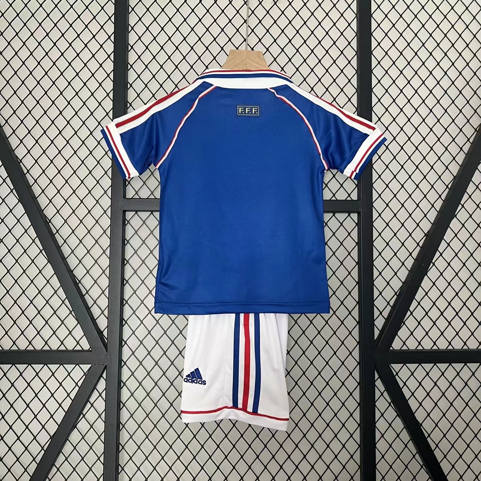 France Retro Home Kids Kit Jersey+Shorts Custom Shirt World Cup 1998