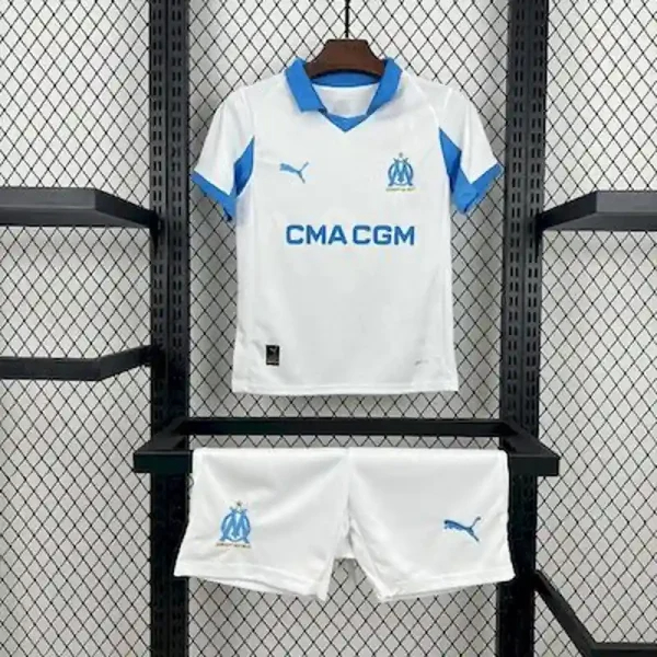 Marseille Soccer Jersey Home Kids Kit Jerseys+Shorts 2025/26