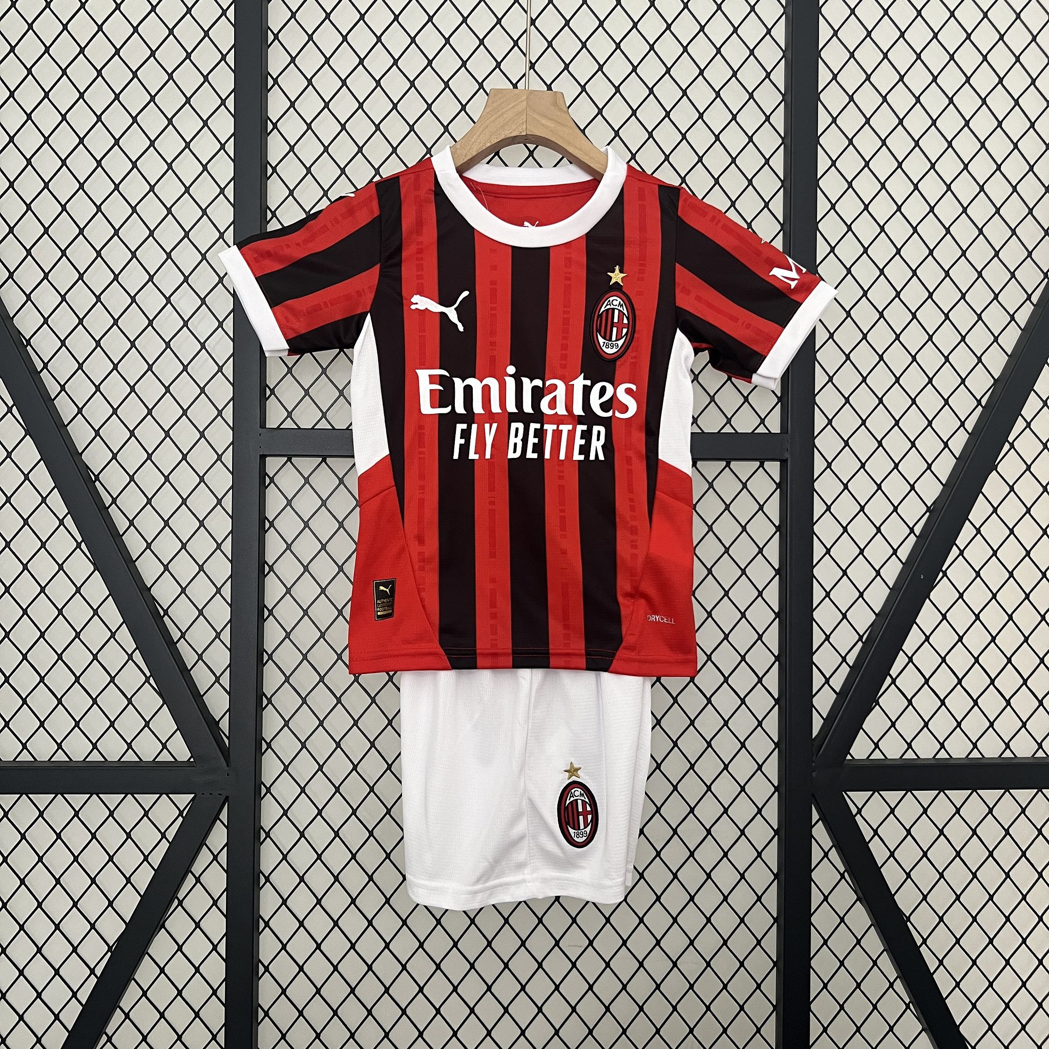 AC Milan Soccer Jersey Home Kids Kit Jersey+Shorts 2024/25