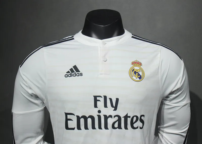 Real Madrid Authentic Retro Jersey Home Long Sleeve Soccer Shirt 2014/15