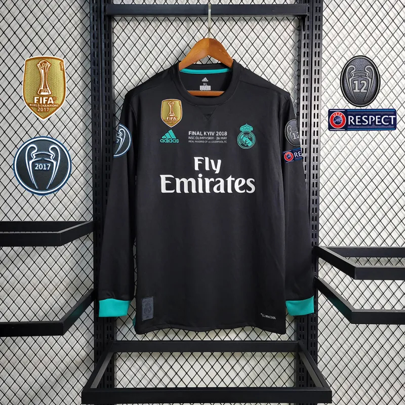 Real Madrid Retro Jersey Away Long Sleeve Soccer Shirt 2017/18