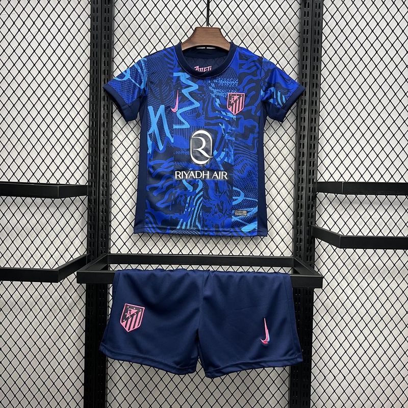 Atletico Madrid Soccer Jersey Third Away Kids Kit Jersey+Shorts 2024/25