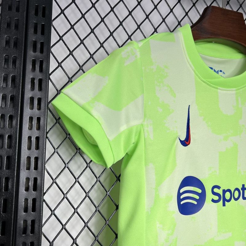 Barcelona Soccer Jersey Third Away Kids Kit Jersey+Shorts 2024/25 Spotify Logo Without Text