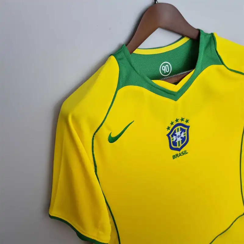 Brazil Retro Jersey Custom Home Soccer Jersey 2004