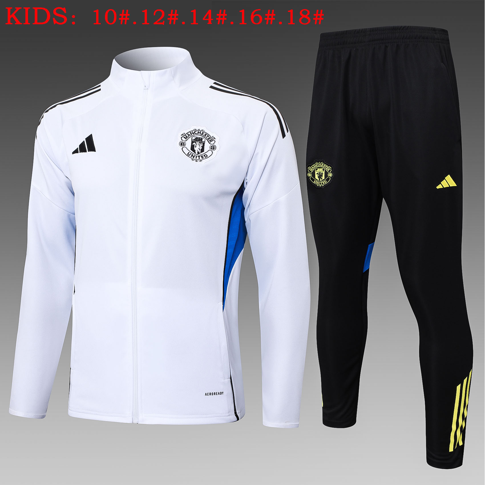 Kids Manchester United Training Kit (Jacket+Pants) White 2025/26