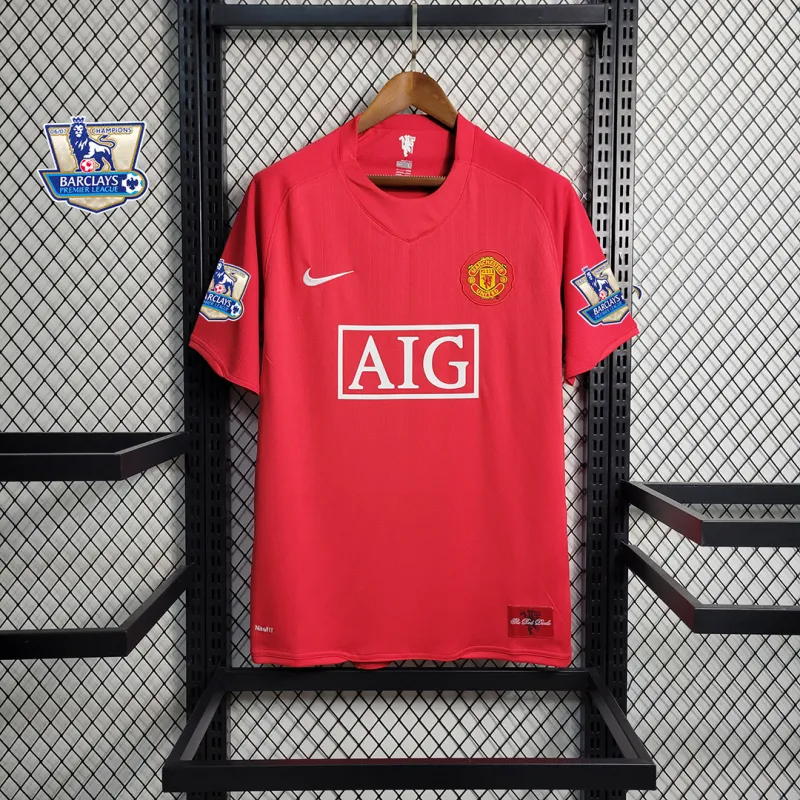Ronaldo #7 Manchester United Retro Home Football Jersey Shirt 2007/08