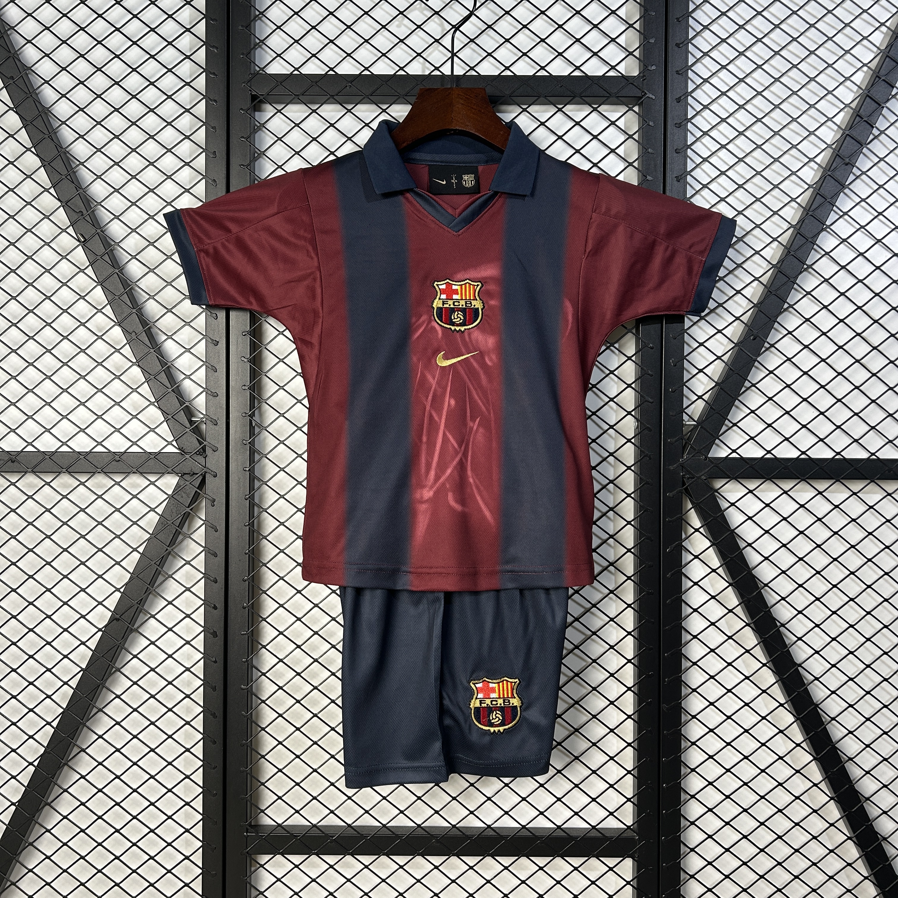 Barcelona Retro Home x CJ SKELETON Kids Kit Jersey+Shorts 2000/01