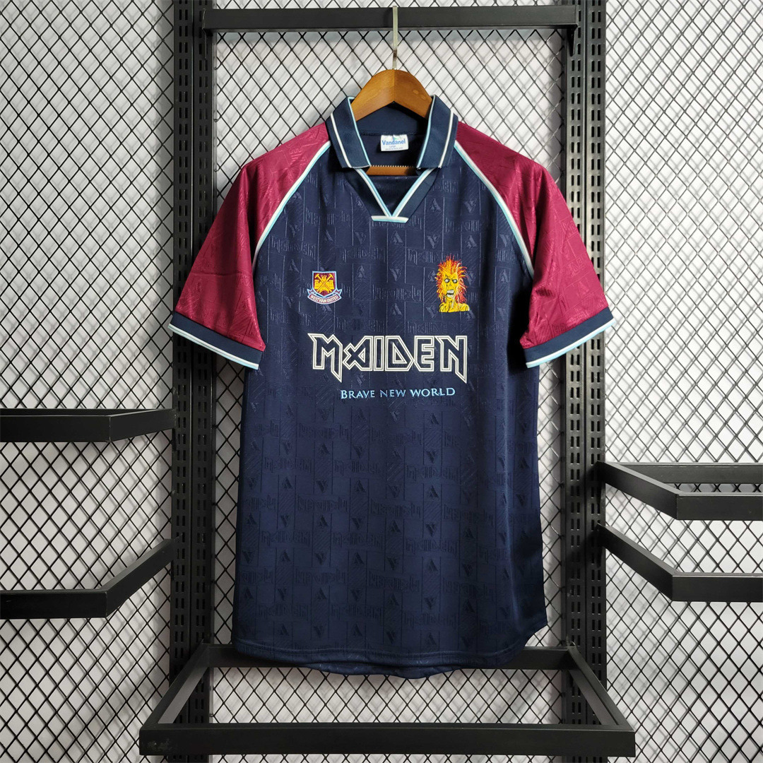 West Ham United Retro Football Jersey Iron Maiden Home Joint Board Shirt 1999/01