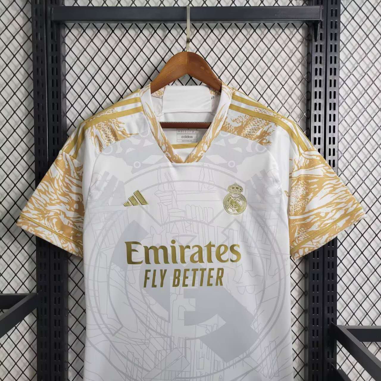 Real Madrid Soccer Jersey Golden & White Custom Shirt 2023/24