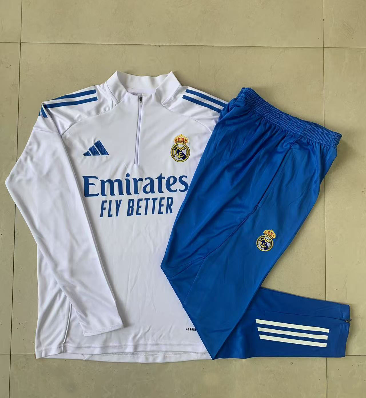 Kids Real Madrid Training Kit (Sweatshirt+Pants) White 2025/26