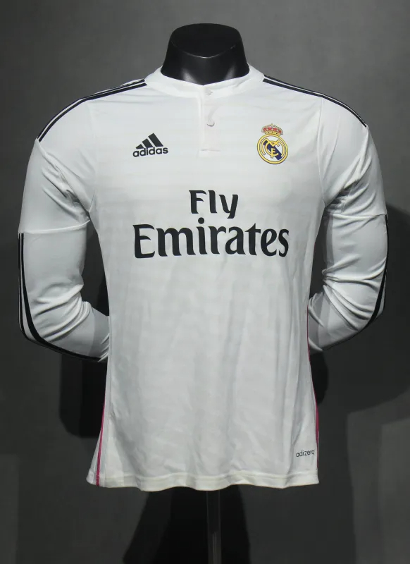Real Madrid Authentic Retro Jersey Home Long Sleeve Soccer Shirt 2014/15