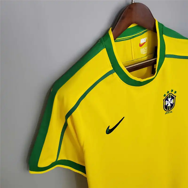 Brazil Retro Jersey Custom Home Soccer Jersey 1998