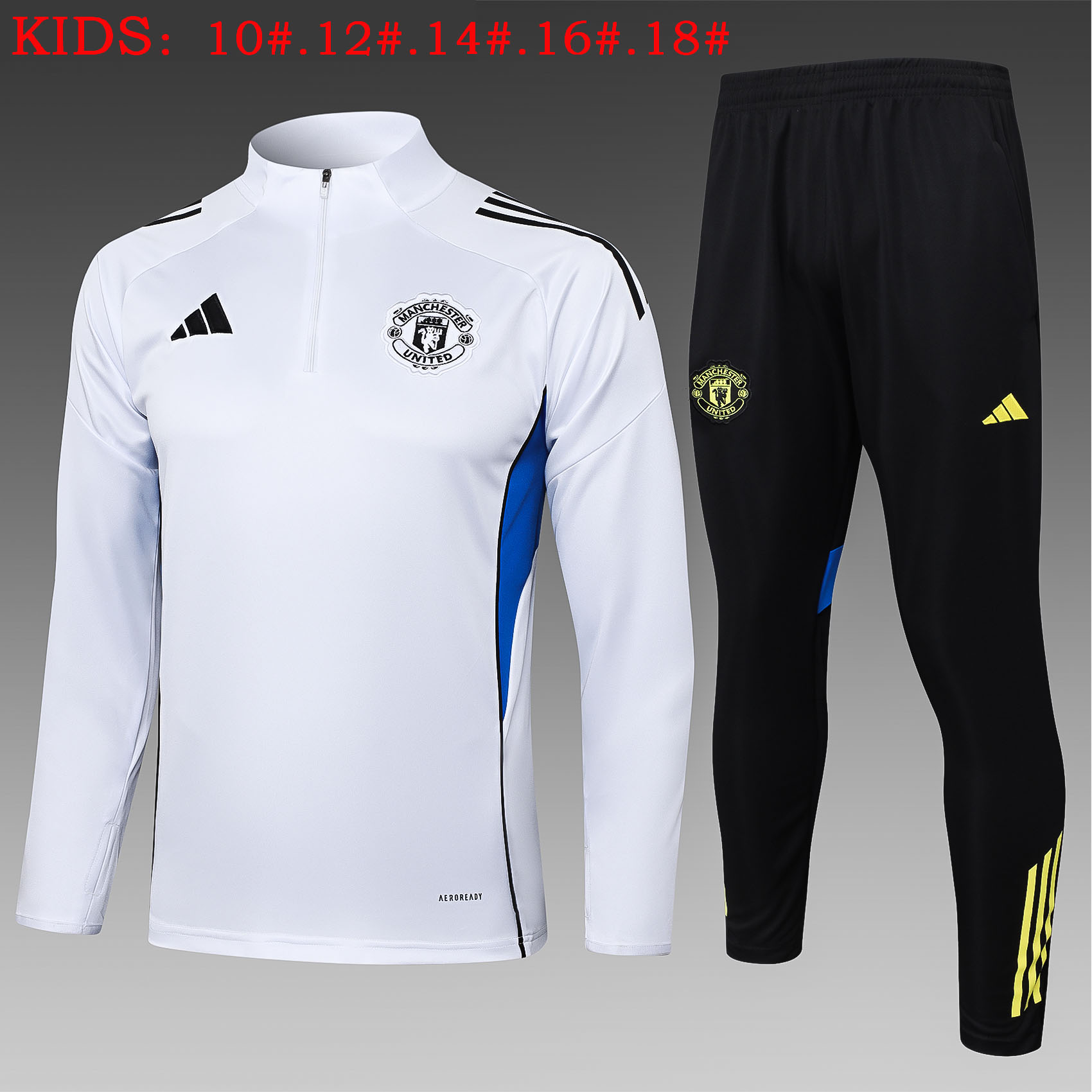 Kids Manchester United Training Kit (Sweatshirt+Pants) White 2025/26