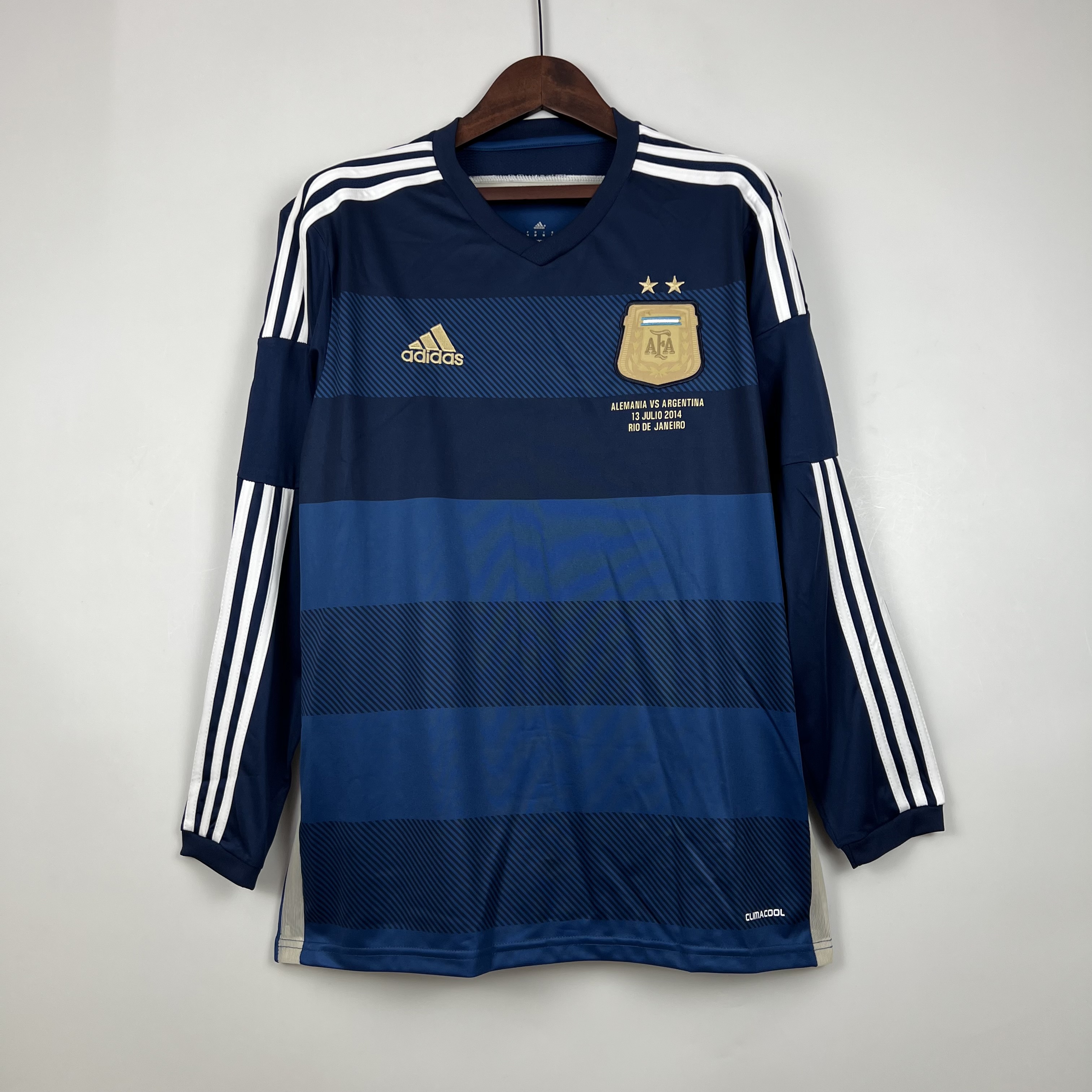 Argentina Retro Jersey Custom Away Long Sleeve Football Jersey 2014
