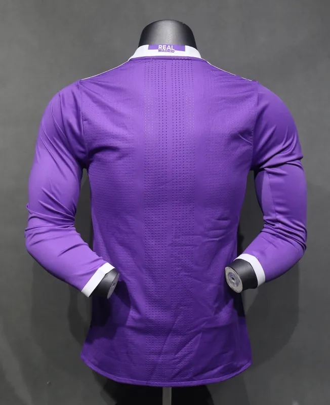 Real Madrid Authentic Retro Jersey Away Long Sleeve Soccer Shirt 2016/17