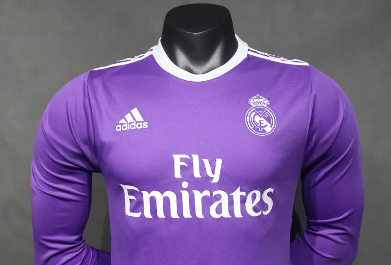 Real Madrid Authentic Retro Jersey Away Long Sleeve Soccer Shirt 2016/17