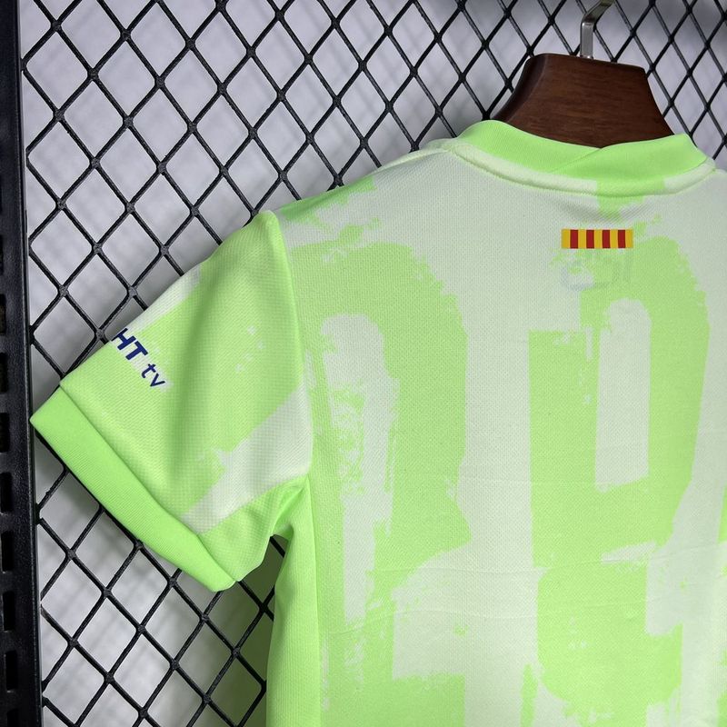 Barcelona Soccer Jersey Third Away Kids Kit Jersey+Shorts 2024/25 Spotify Logo Without Text