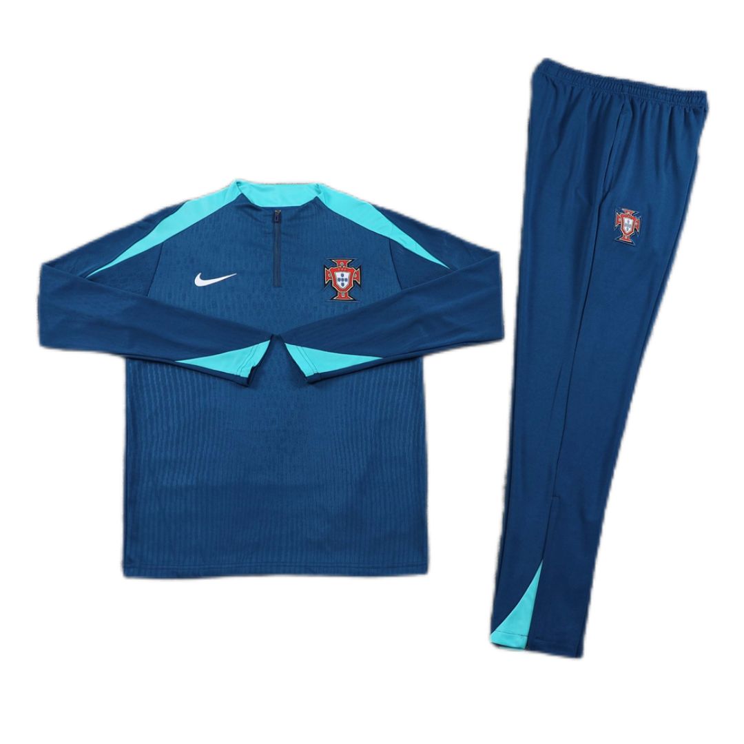 Portugal Zipper Sweatshirt Kit (Top+Pants) Blue 2024/25