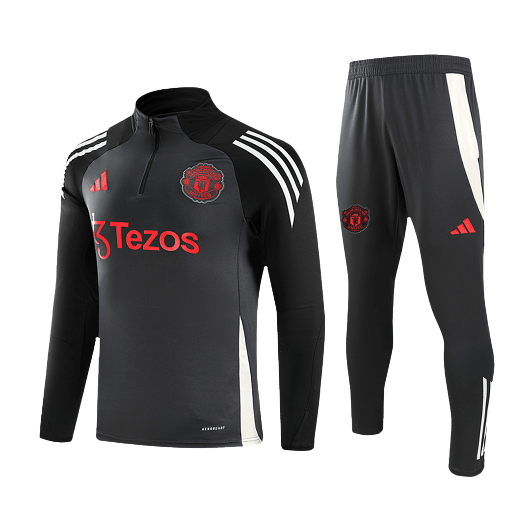 Manchester United 1/2 Zipper Sweat Kit (Top+Pants) Black 2024/25