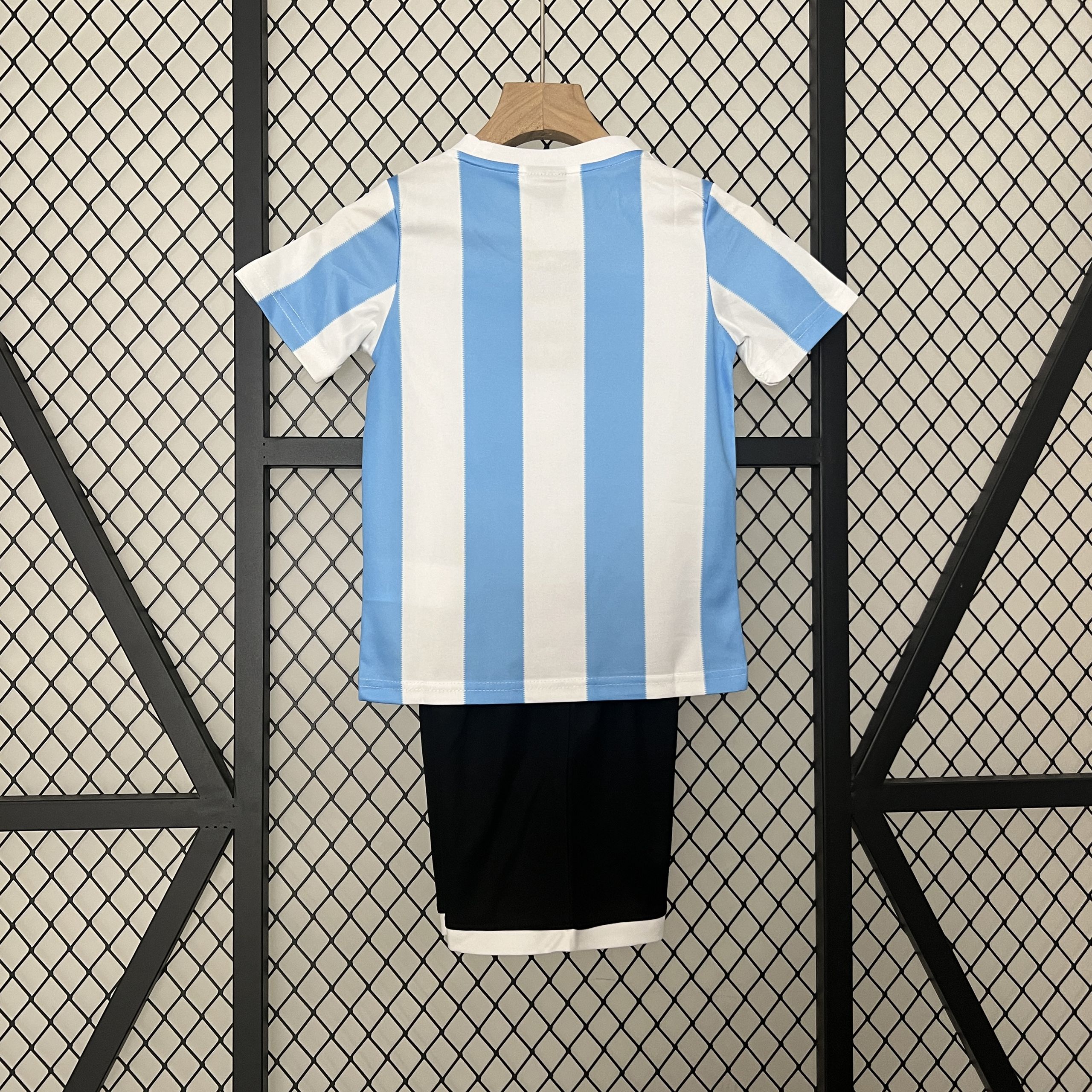 Argentina Retro Home Soccer Uniform Kids Kit Jersey+Shorts 1986