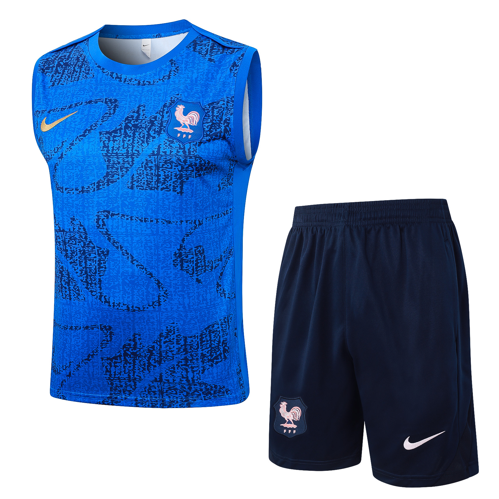 France Sleeveless Training Kit Blue 2025